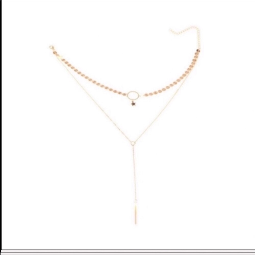 NEW DELICATE GOLD LAYERED NECKLACE w/ STAR PENDANT - Picture 3 of 3